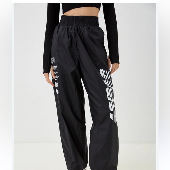 adidas Pants - Adidas Originals Rare Multi Logo Moto Track Pants Black A/S Oversized Fit